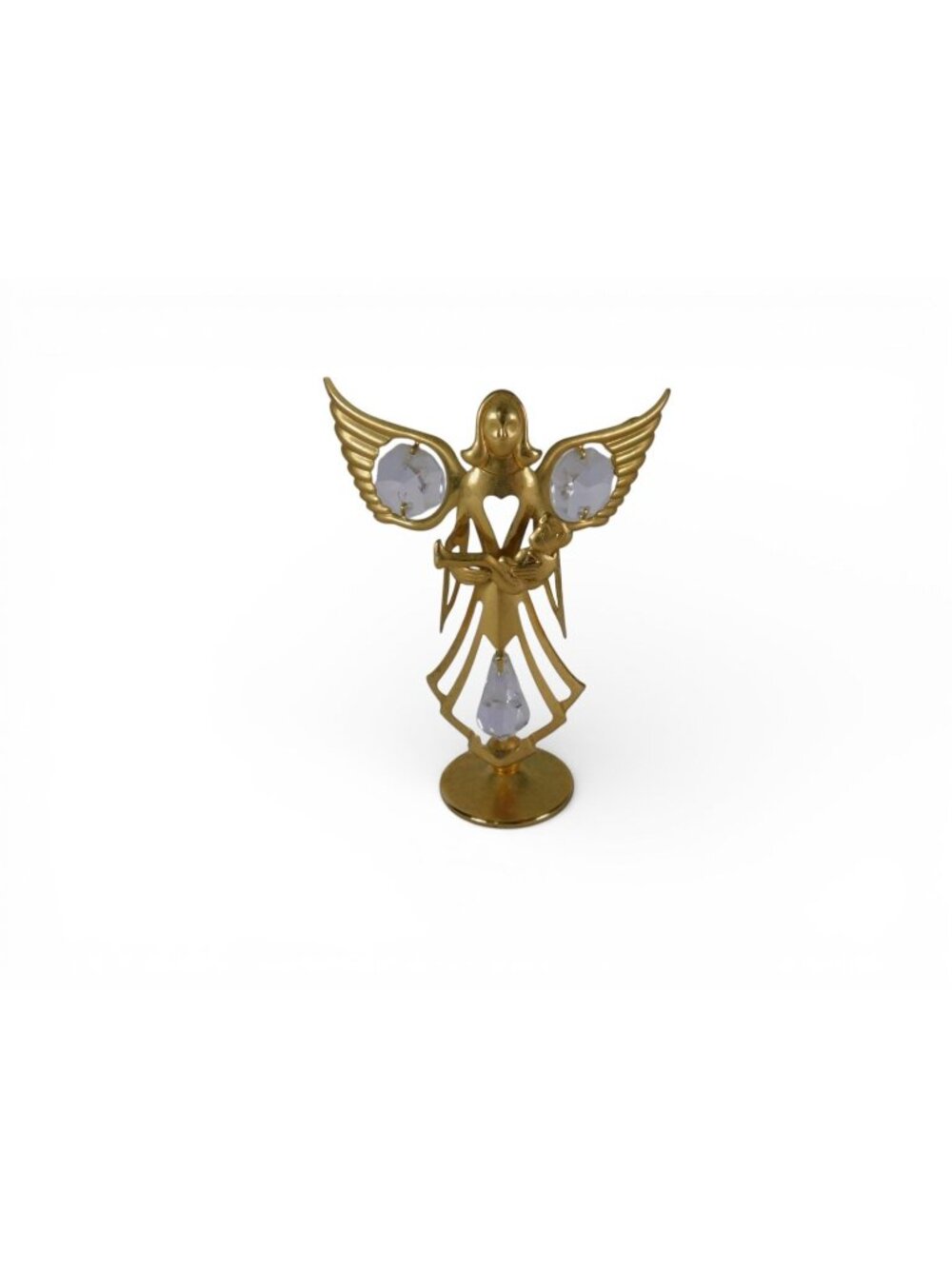 Mascot Crystal Angel Figurine 24K Gold Plated Small Archangel Decor Religious